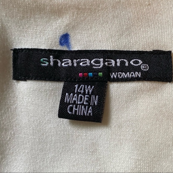 Sharagano‎ ivory sleeveless dress tie belt NWT 14W - Picture 3 of 11